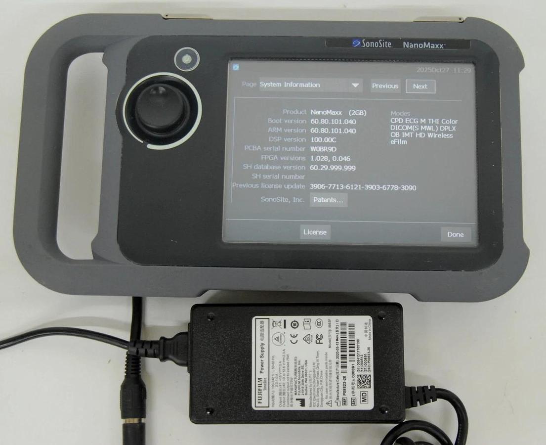 Used FujiFilm SonoSite NanoMaxx P1111-46R Ultrasound System W/ P09823-20 Power Supply