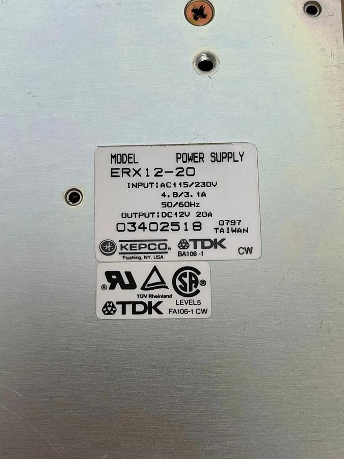 Used Kepco TDK ERX12-20 Power Supply AC115-230, 4.8/3.1A, 50/60Hz