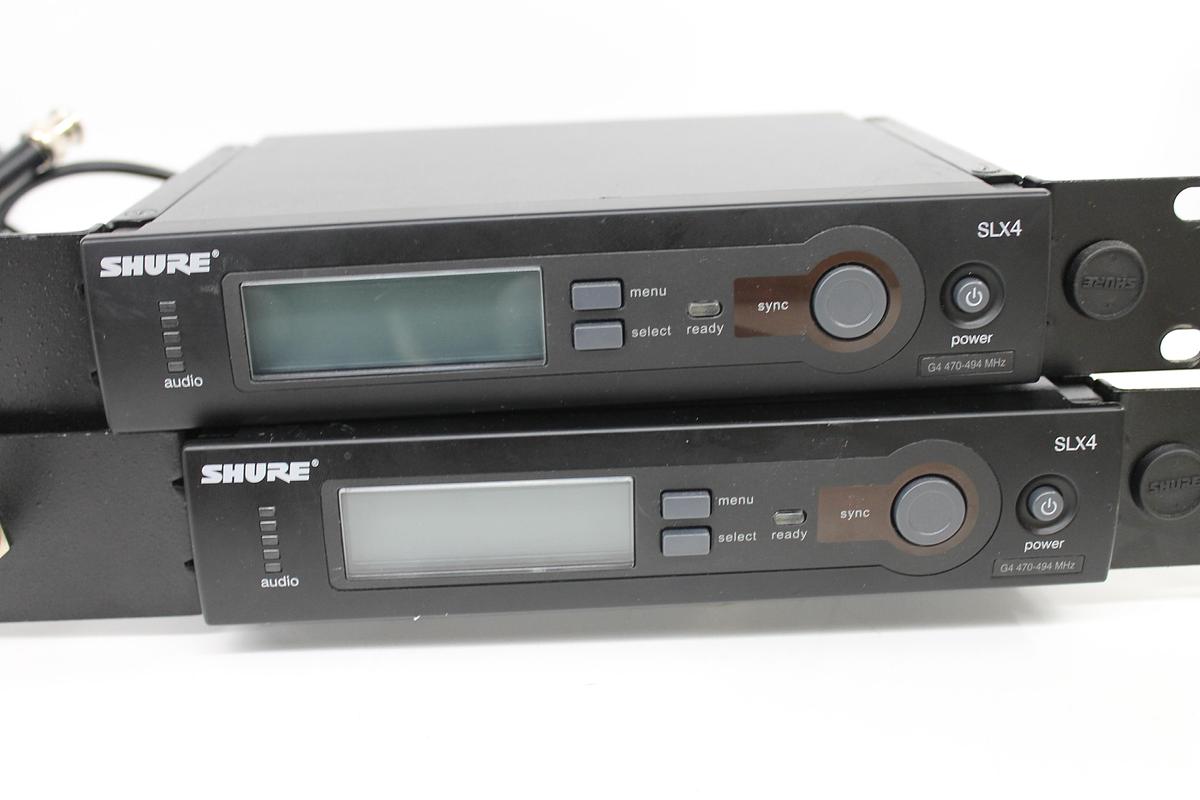 Used Set of 2x Shure SLX4 Wireless Receiver w/ 2x SLX2 Microphones