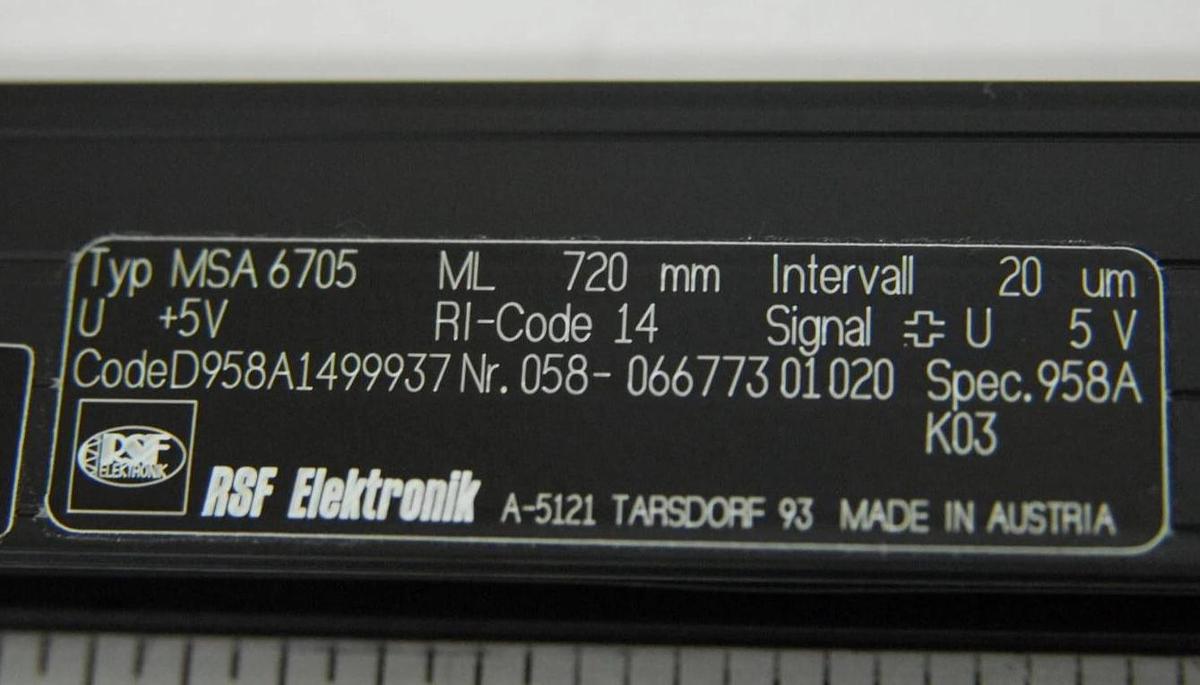 Used DEA RSF Elektronik MSA 6705 Linear Encoder ML 720mm Intervall 20um - Mistral 776