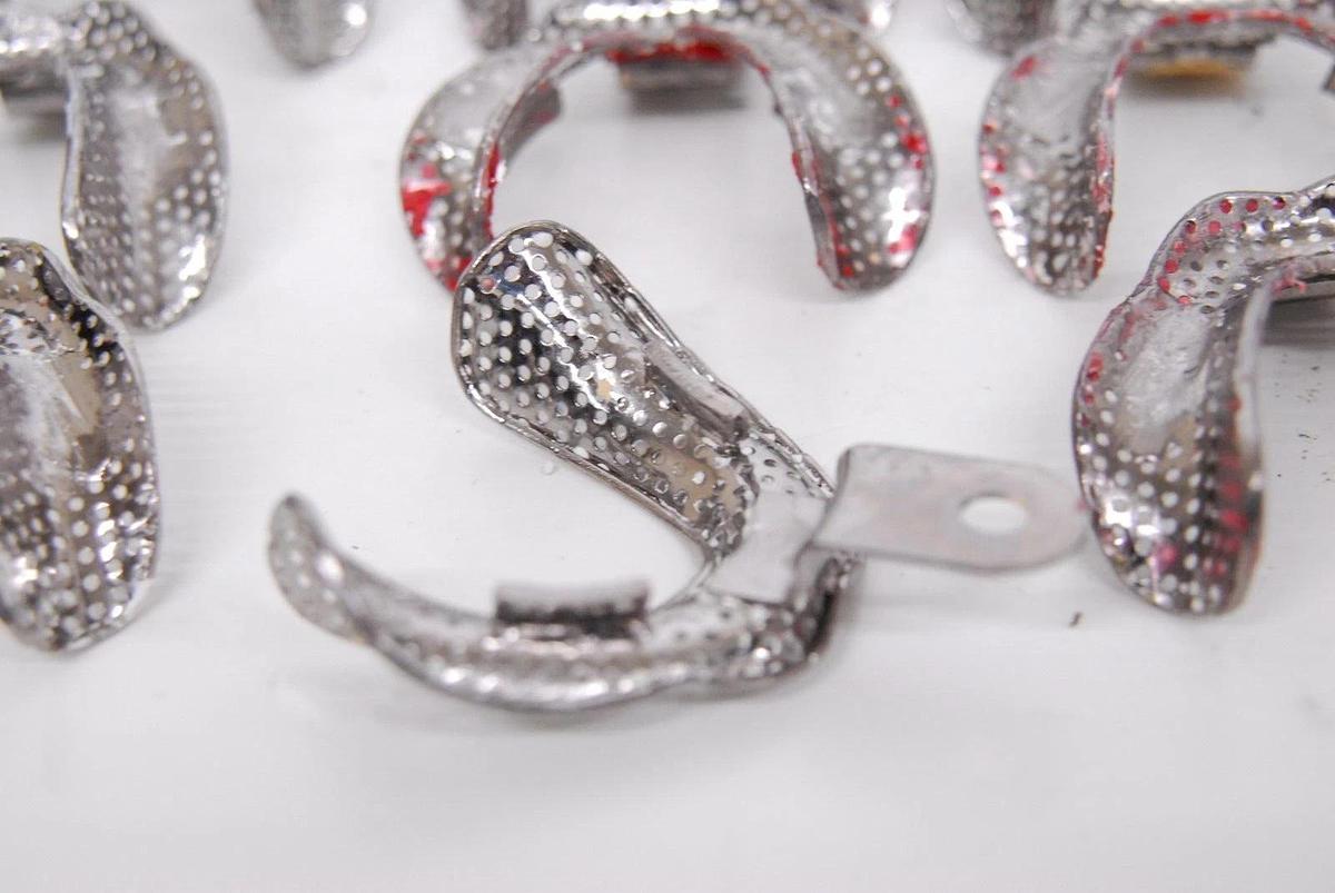 Used CG COE L-4-O Metal Impression Tray Individual Ovoid Lowers (Large) - Lot of 41