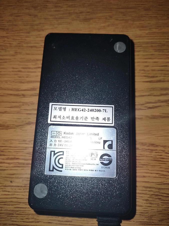 Used KODAK HEG42-240200-7L 24V 2A Power Adapter Cord