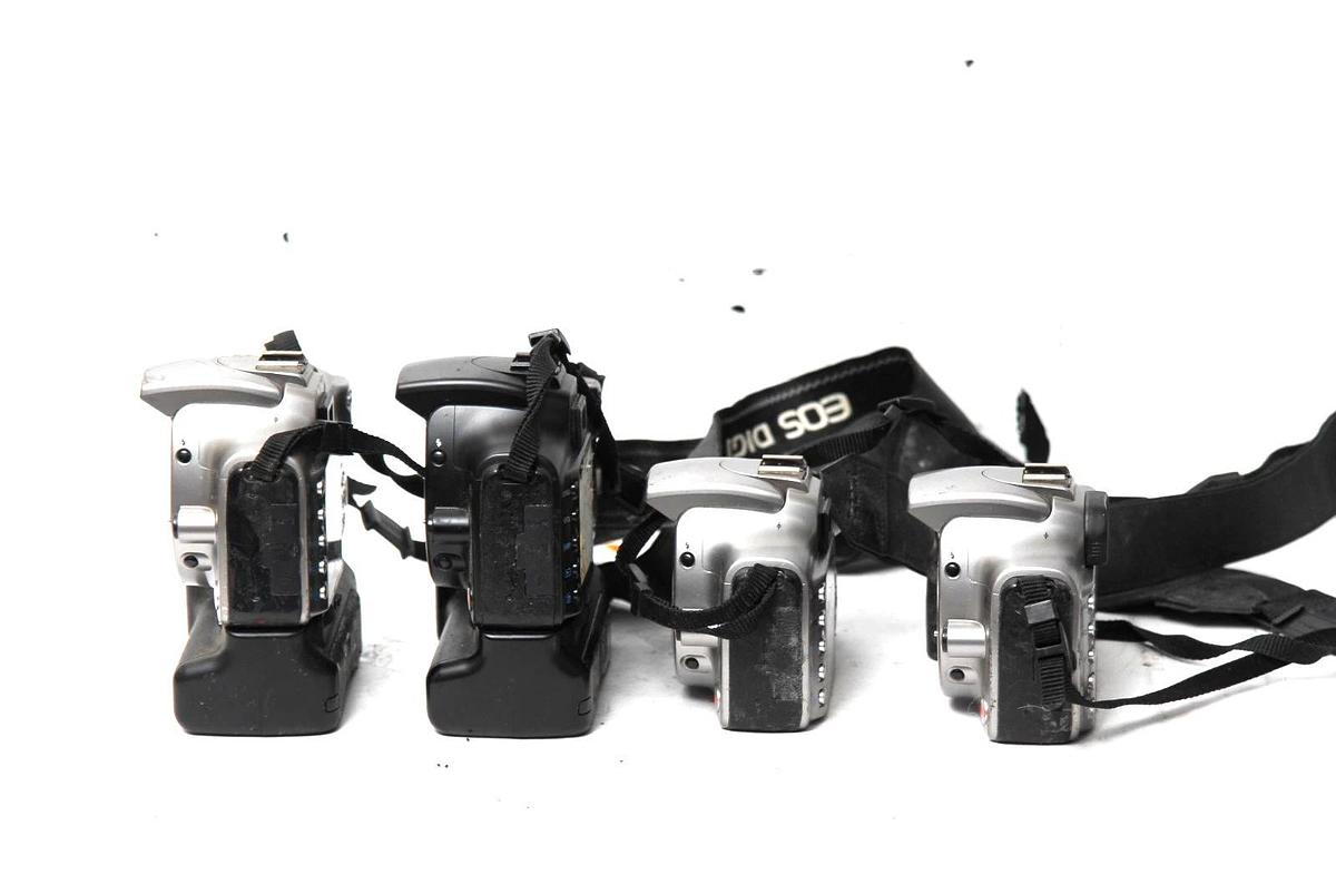 Used Canon EOS Digital Rebel DSLR Lot of 4 with 2 Battery Grips