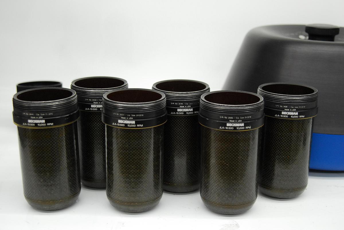 Used Beckman Coulter JLA-10.500 J-Lite Centrifuge Rotor w/ 6 Carbon Fiber Canisters