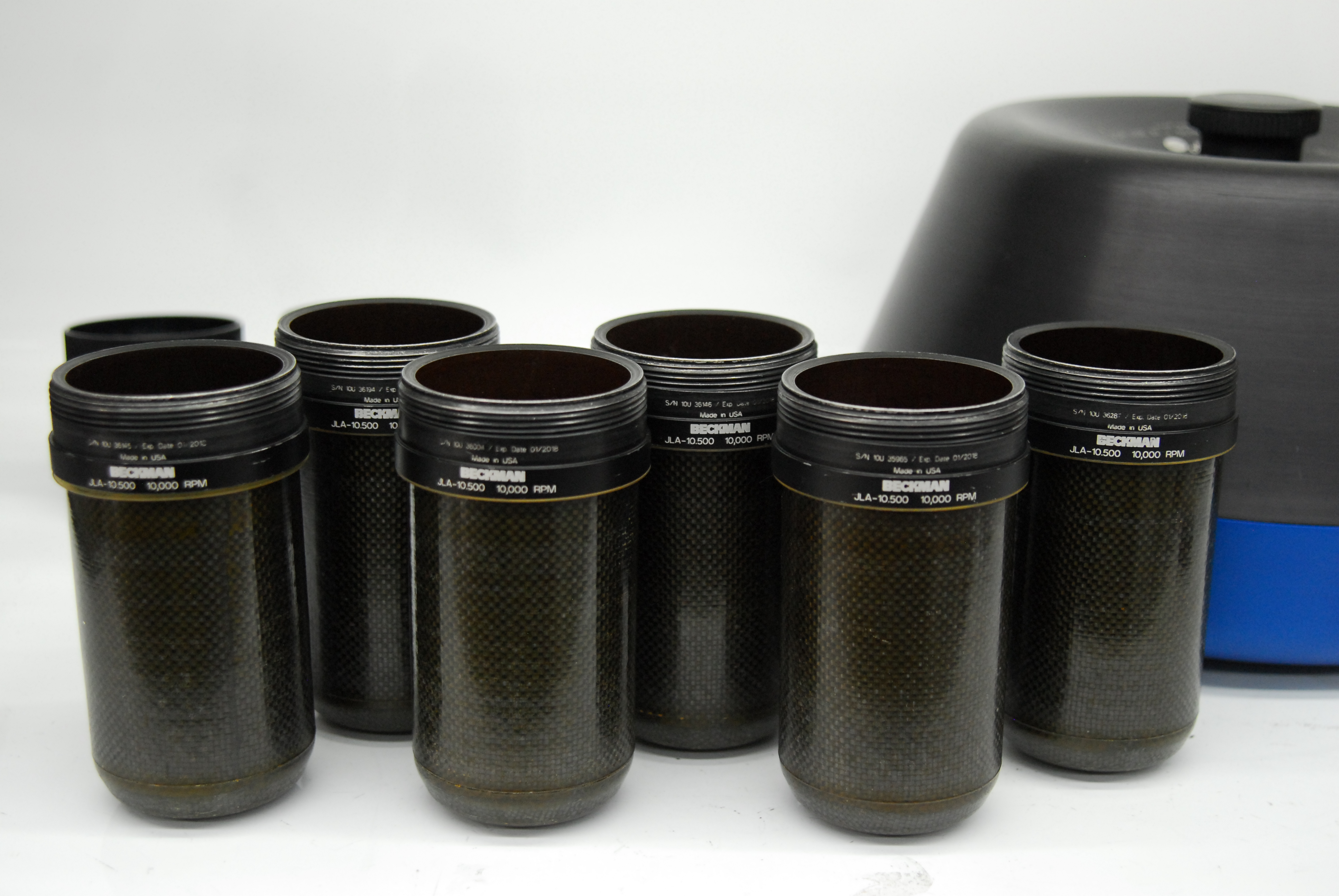 Used Beckman Coulter JLA-10.500 J-Lite Centrifuge Rotor w/ 6 Carbon Fiber Canisters
