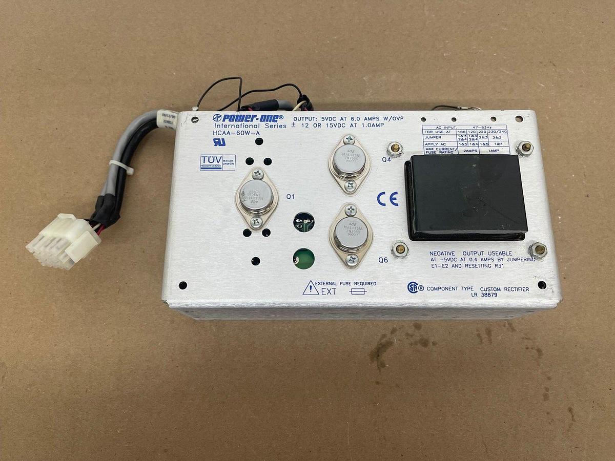 Used Power One HCAA-60W-A AC/DC Power Supply W/ Perkin Elmer H077-0174 Cable