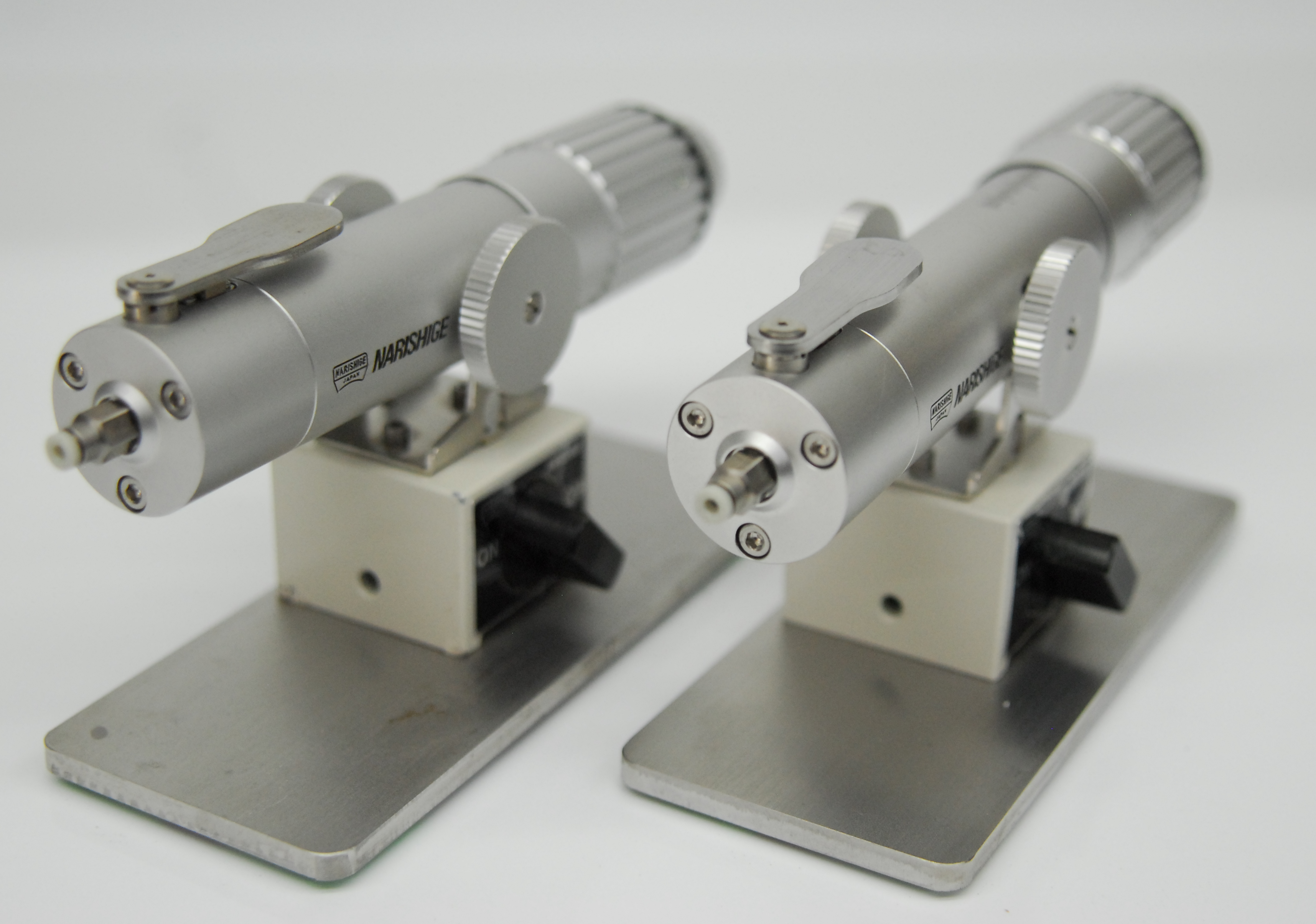 Used Narishige IM-11-2A Pneumatic Microinjectors w/ HI-9 Holders Magnetic Bases - Lot of 2