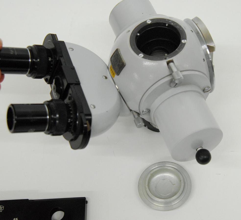 Used Zeiss Universal Microscope Tube Head, Eyepieces, Optovar, Filter Slider
