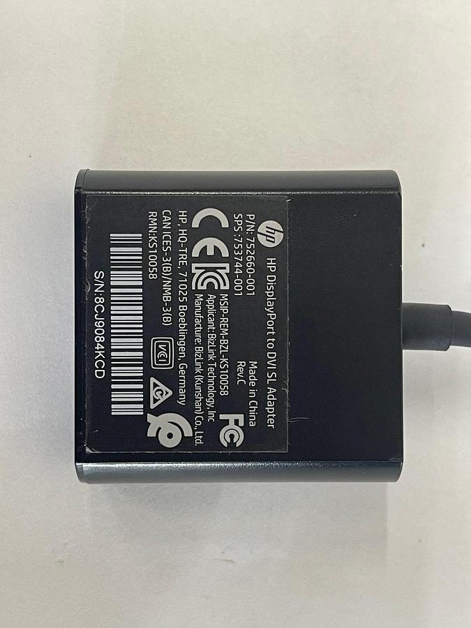 Used HP 752660-001 DisplayPort to DVI SL Adapter 783555154656
