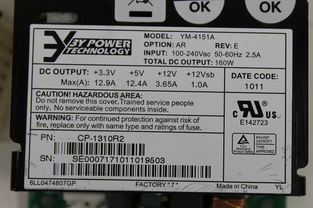 Used 3Y Power Technology YM-4151A 160W Power Supply LOT OF 2