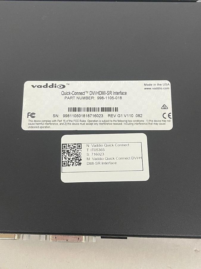 Used VADDIO 998-1105-018 Quick Connect DVI/HDMI-SR Interface (NO AC Adapter)