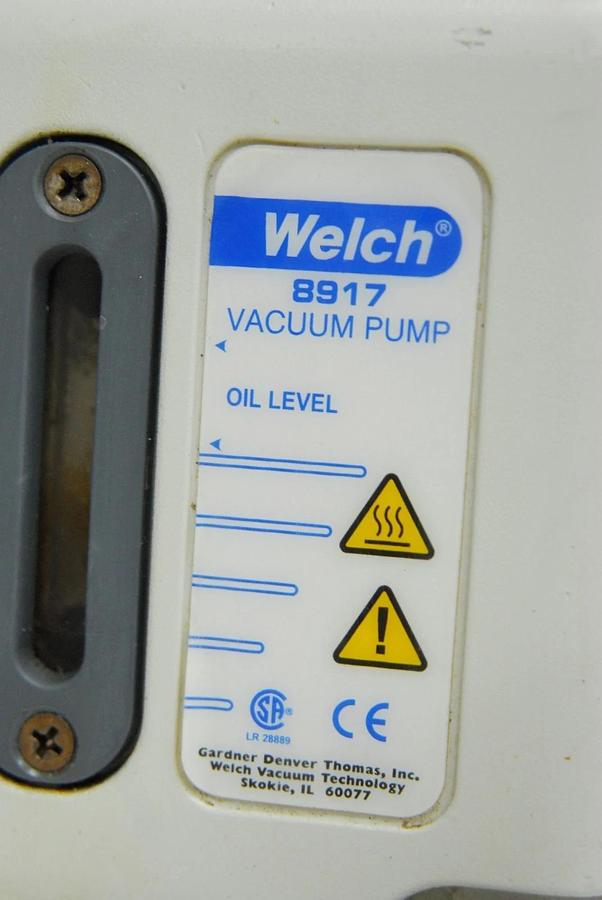 Used Welch 8917 Dual-Stage Direct-Drive Rotary Vane Vacuum Pump 1/2HP