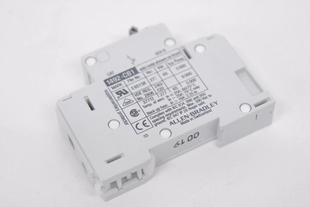 Used Allen-Bradley 1492-CB1 H010 1A Single-Pole DIN Rail Circuit Breaker