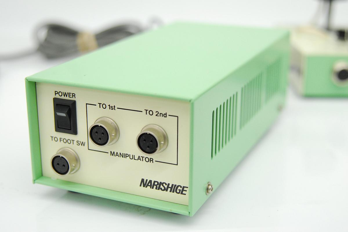Used Narishige MM-88 Micromanipulator 3-Axis Joystick Lot w/ Power Supply & Footswitch