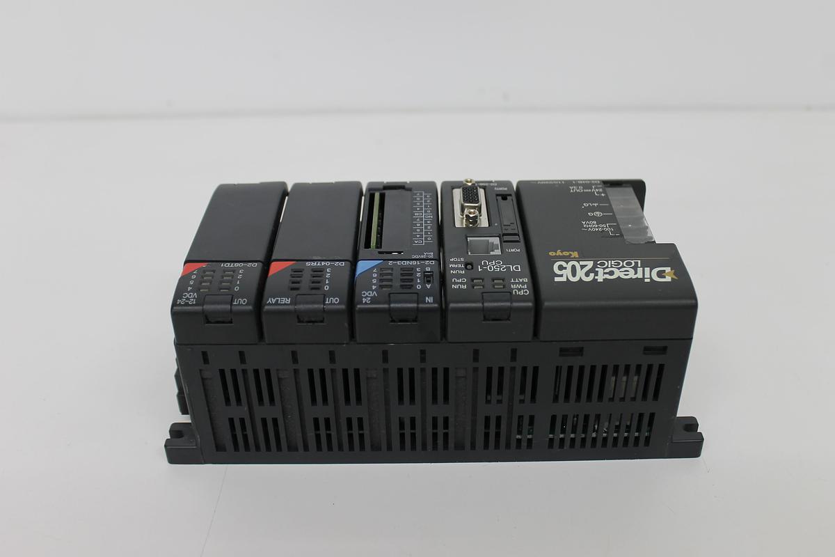 Used Direct Logic 205 w/ DL250-1 CPU + D2-16ND3, D2-04TRS, D2-08TD1 Modules LOT OF 2