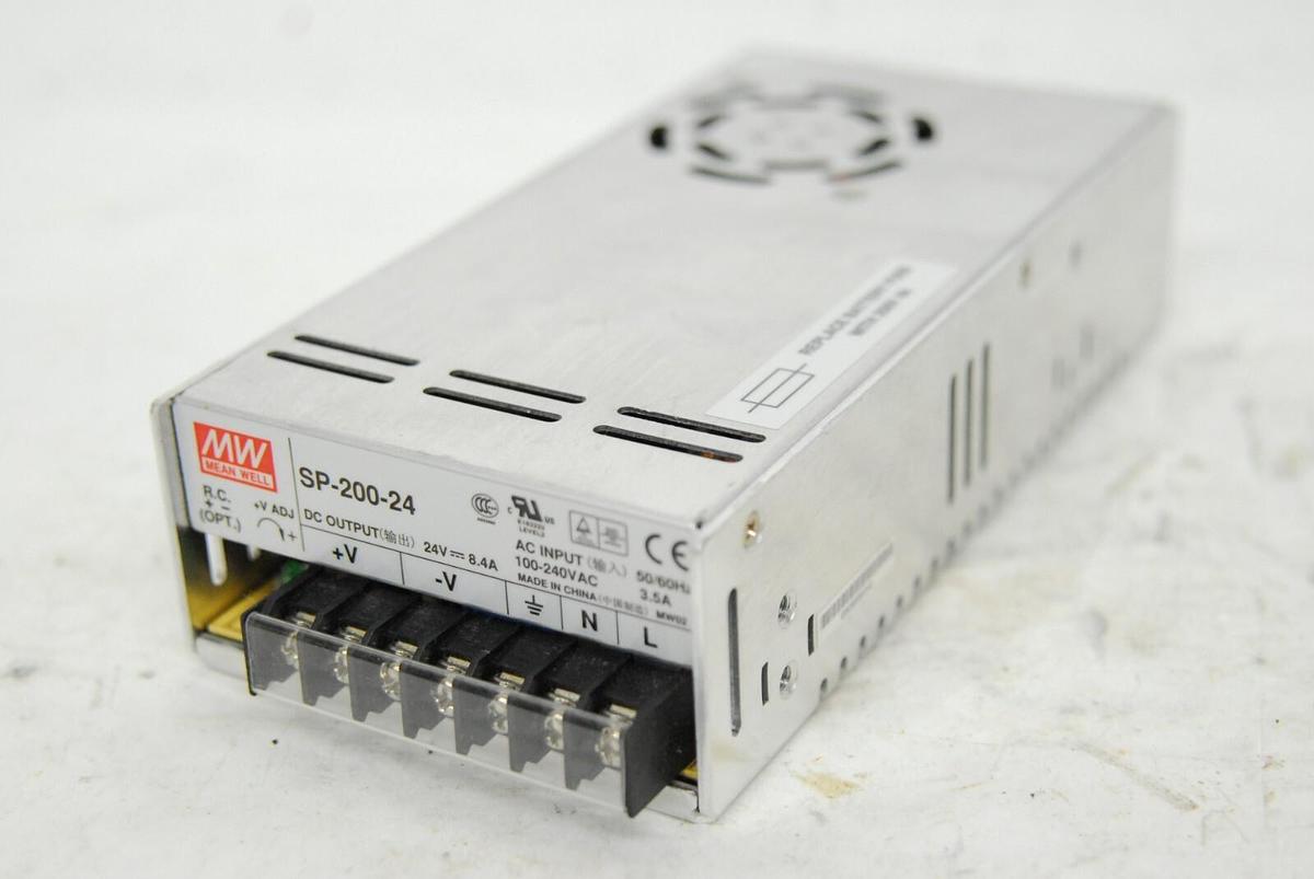 Used Mean Well SP-200-24 200W Single Output Power Supply (24V 8.4A 100-240VAC)
