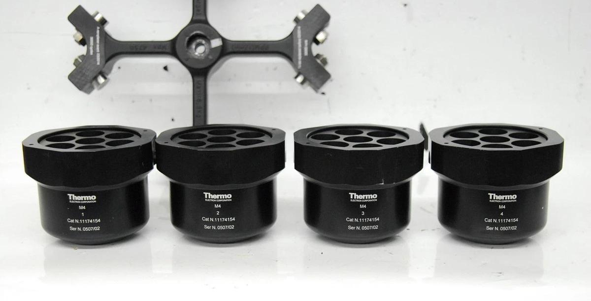 Used Thermo 11175338 Rotor W/ 4x M4 1174154 Buckets, 11174529 7x50mL Inserts