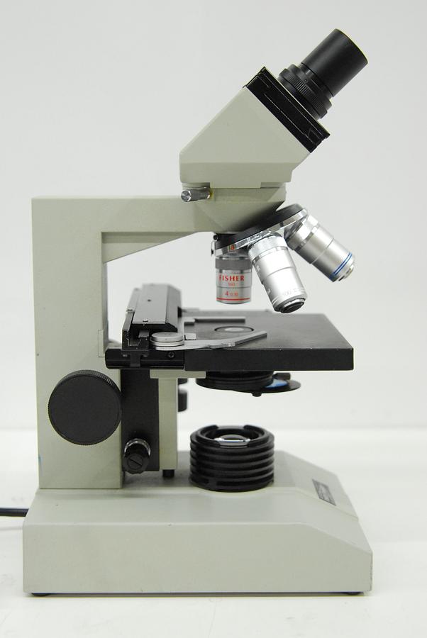 Used Fisher Scientific Micromaster Model E Microscope W/ 4/10/40/100x Objectives