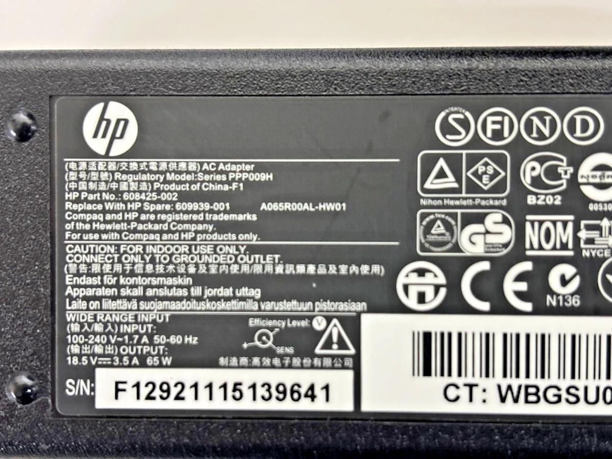 Used HP LAPTOP CHARGER ADAPTER PPP009H 18.5V 3.5A 65W Lot of 6