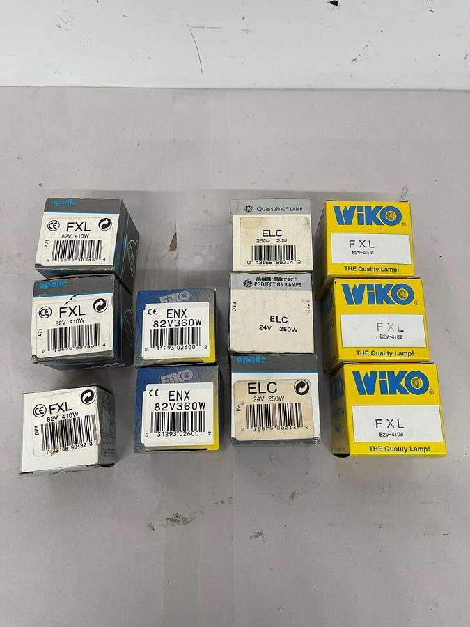 Used Projector Lamp Bulbs - FXL, ENX, ELC - Wiko, GE, Apollo, Eiko - Lot of 11