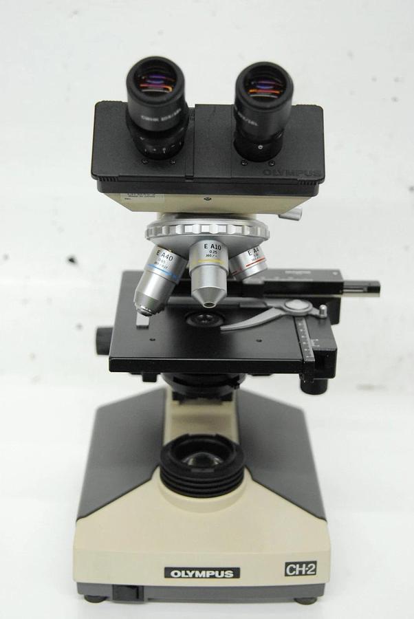 Used Olympus CH-2 CHT Binocular Microscope W/ E A4x/10x/40x Objectives