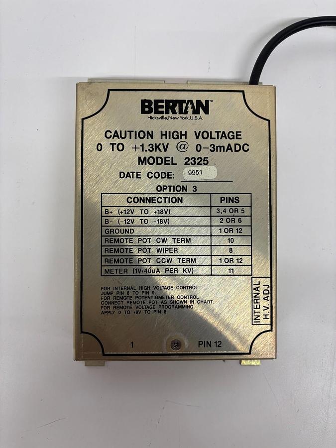 Used Bertan High Voltage Power Supply 2325