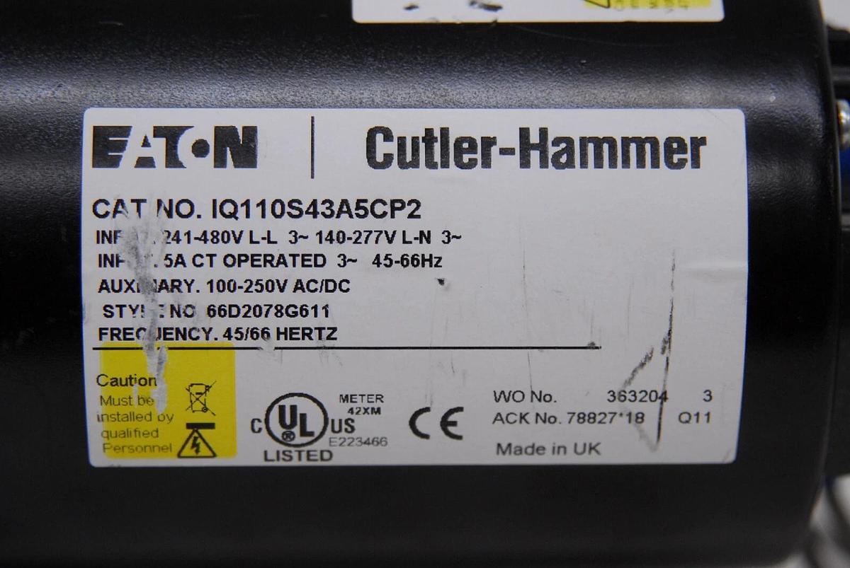 Used Eaton Cutler-Hammer IQ 100 Electronic Power Meter (IQ110S43A5CP2)