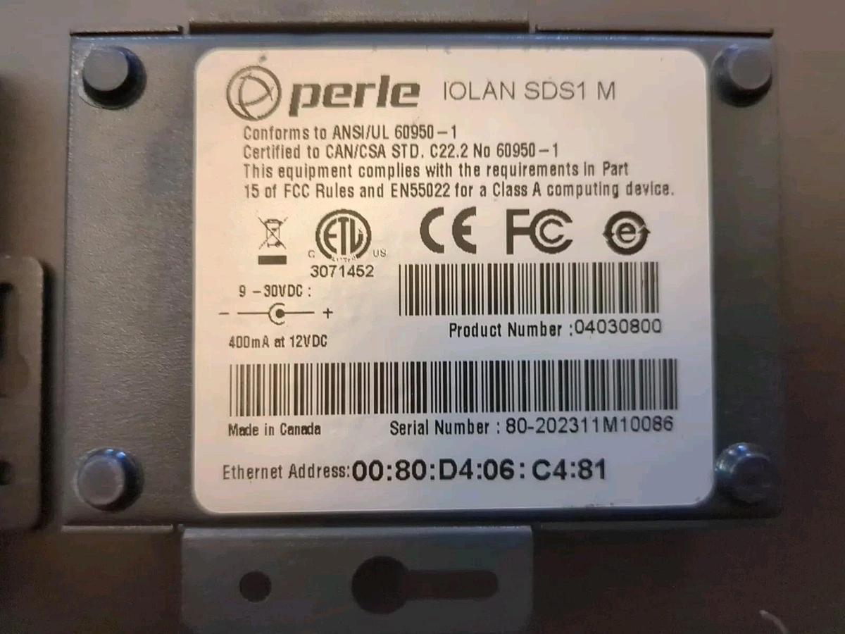 Used Perle IOLAN SDS1 M Secure Device Server