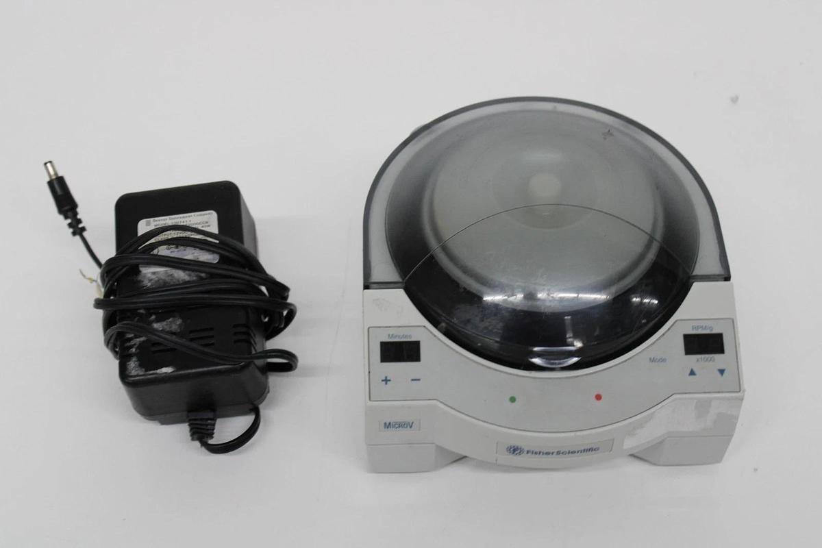 Used Fisher Scientific MicroV Microcentrifuge 7200G w/ Power Supply and Rotor