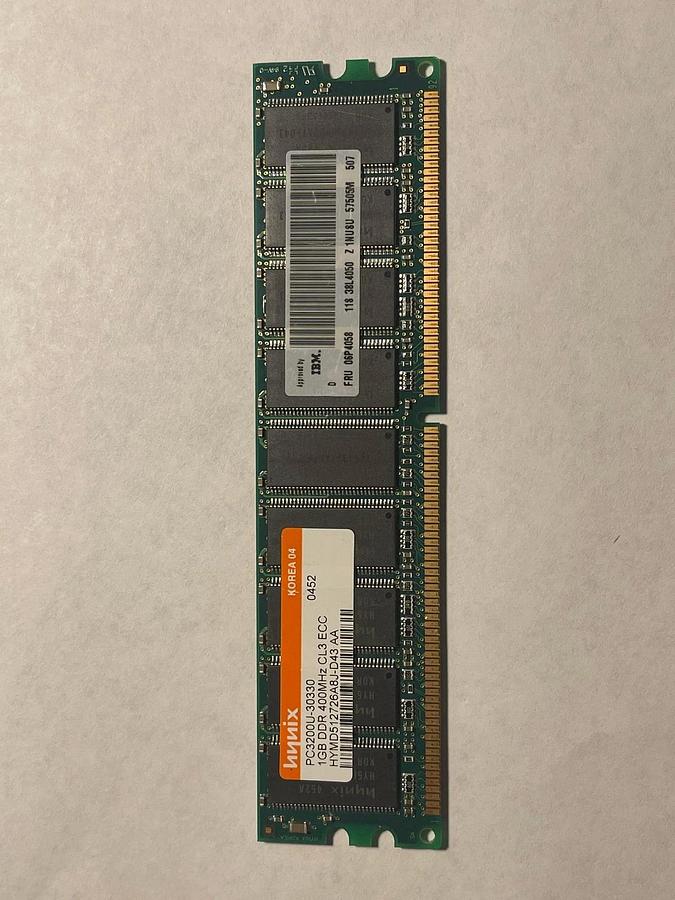 Used 1GB Hynix IBM HYMD512726A8J-D43 400MHz PC3200 ECC Unbuffered CL3 184-Pin