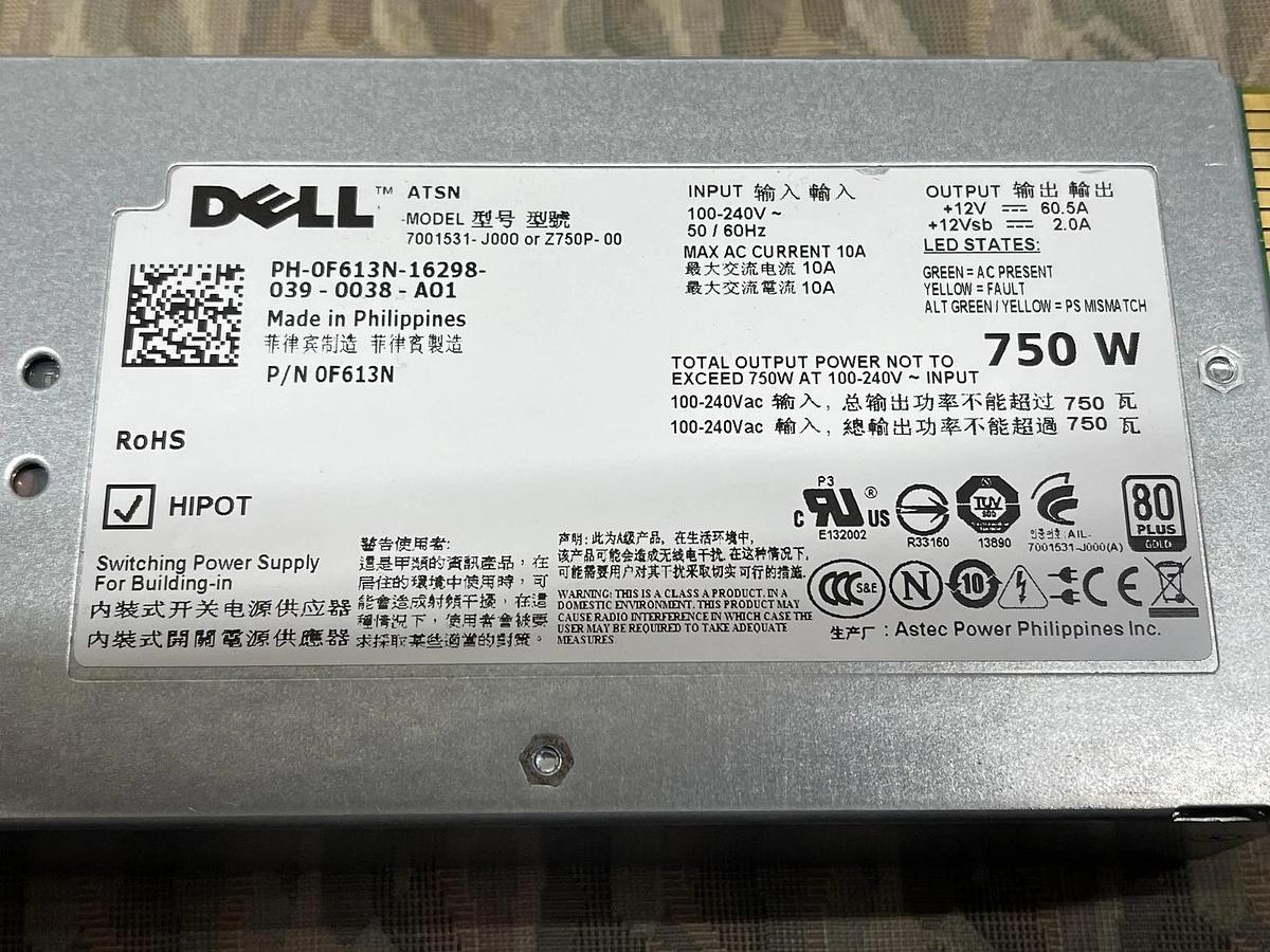 Used DELL 0f613n Power Supply