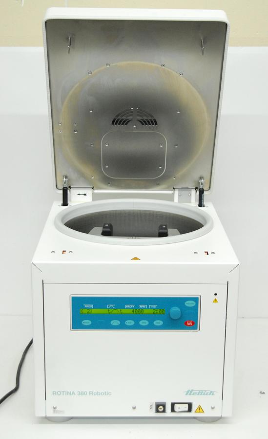 Used Hettich ROTINA 380 Robotic Automated Benchtop Centrifuge W/ 3722-R Rotor, 3730-R/2 Buckets