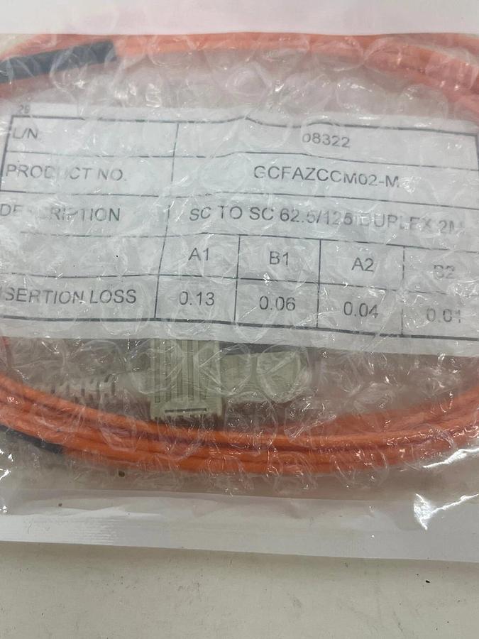 Used Cablesys SC TO SC 62.5/125 DUPLEX 2M Multimode Fiber Patch Cable (GCFAZCCM02-M)