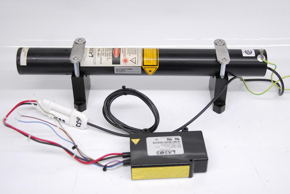 Used Lasos LGK 7628-1 He-Ne 633nm Laser Tube Head (Red) w/ LGN 7460 A Power Supply