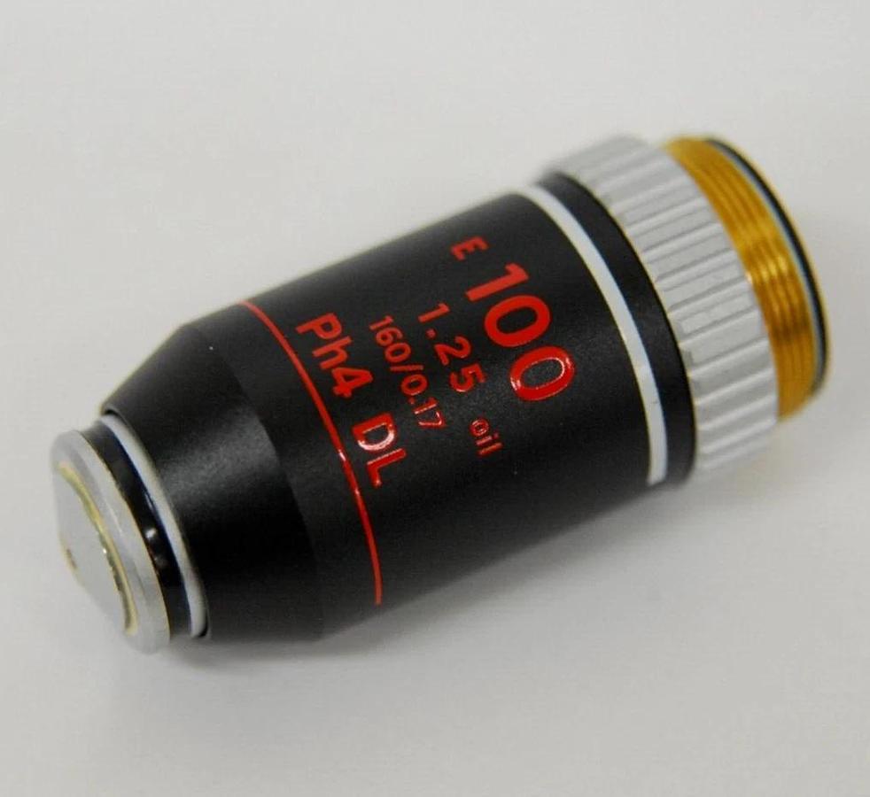 Used Nikon E 100 Ph4 DL 1.25 Oil 160/0.17 Phase Contrast Microscope Objective