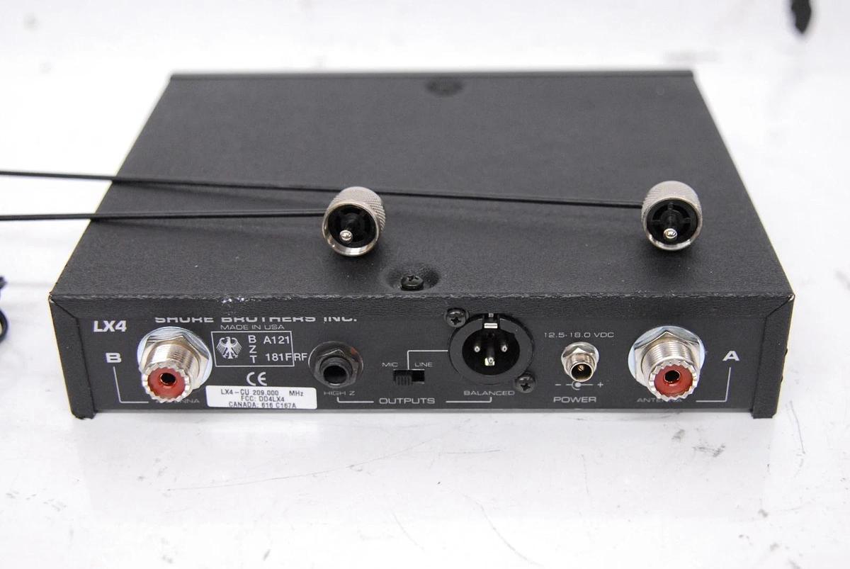 Used Shure Brothers LX4-CU 209MHz LX4 Wireless Receiver W/ Power Adapter, Antennas