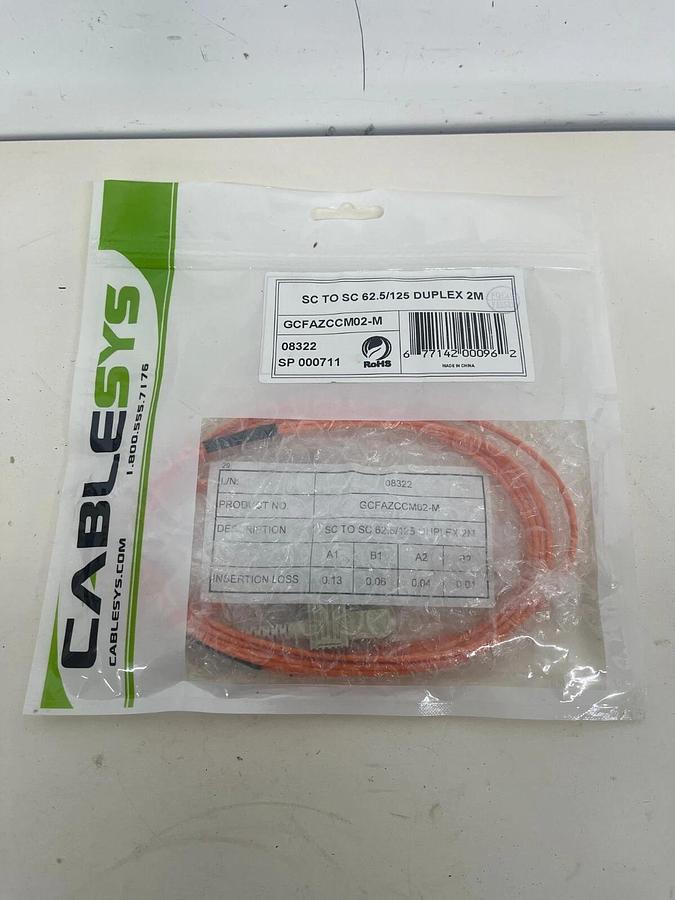 Used Cablesys SC TO SC 62.5/125 DUPLEX 2M Multimode Fiber Patch Cable (GCFAZCCM02-M)