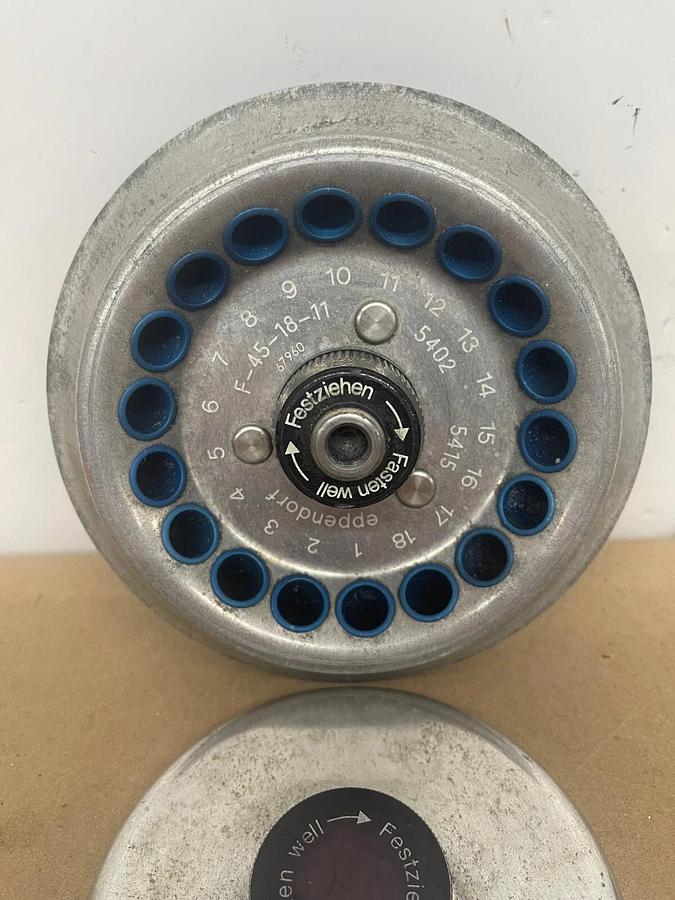 Used Eppendorf F-45-18-11 18-Slot Rotor  for 1.5 mL Microcentrifuge Tubes W/ Lid