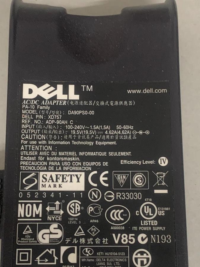 Used Dell  Adapter  DA90PS0-00 120/240 Output 19.5 VDC