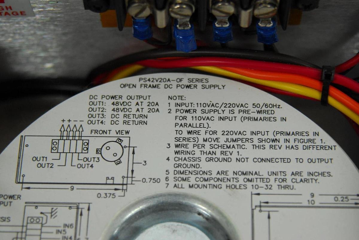 Used Animatics PS42V20A-OF Power Supply (IN: 110/220VAC, OUT: 48VDC @ 20AMP)