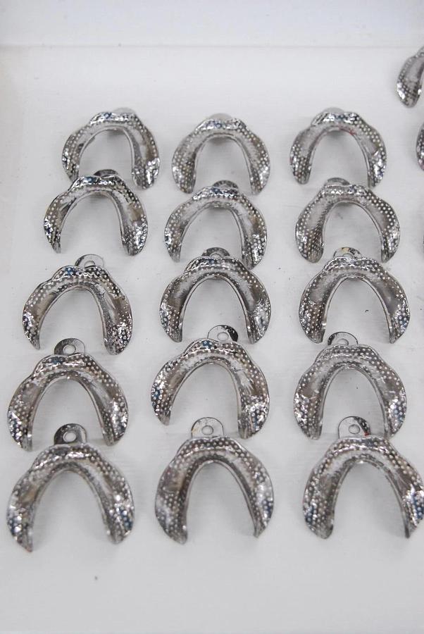 Used CG COE L-4-O Metal Impression Tray Individual Ovoid Lowers (Large) - Lot of 41