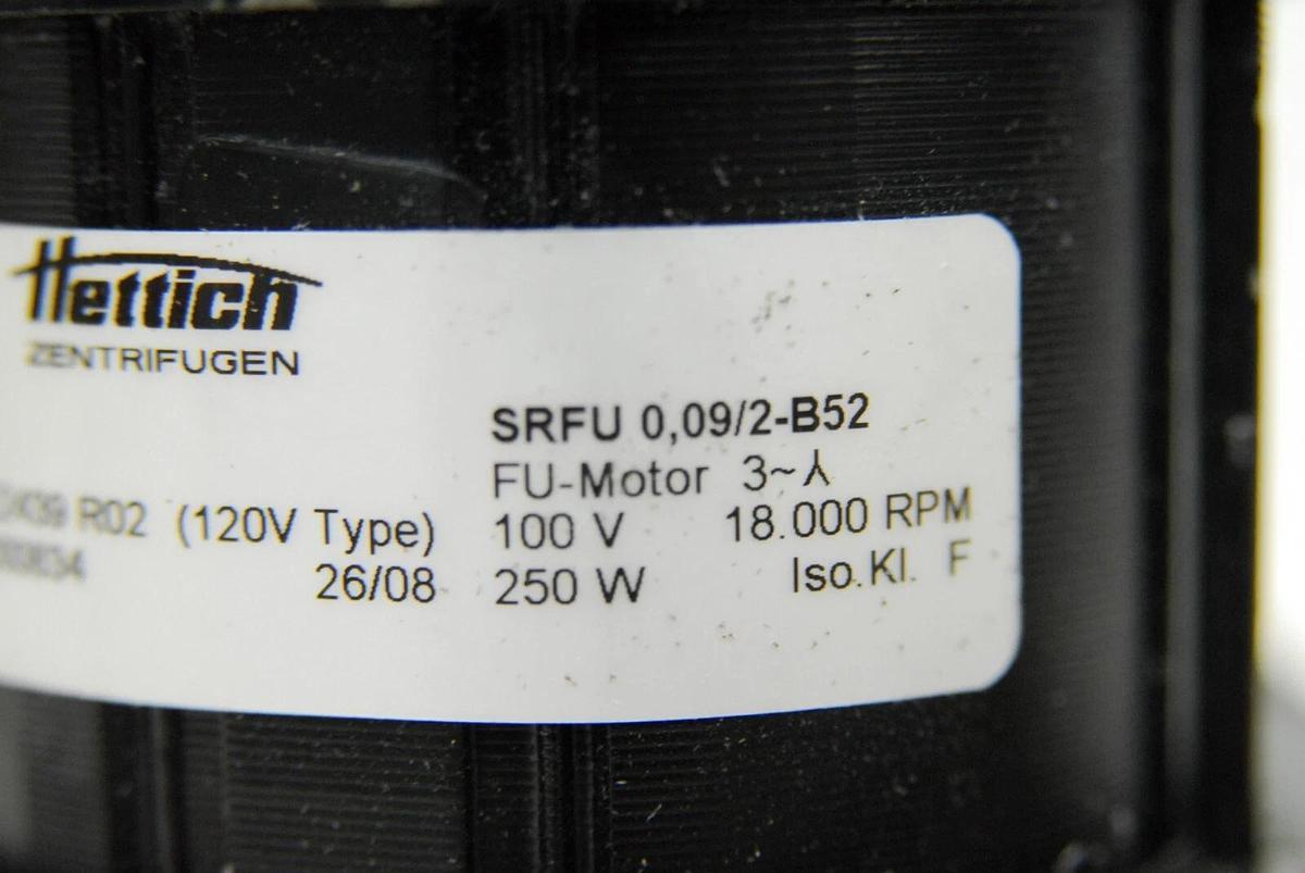 Used Hettich E2439 120V Centrifuge Motor SRFU 0,09/2-B52 - 1401-01 Universal 320