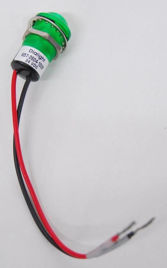 Used Dialight 657-2604-103F 24 VDC 0.68" Green LED Dome Panel Mount Indicator