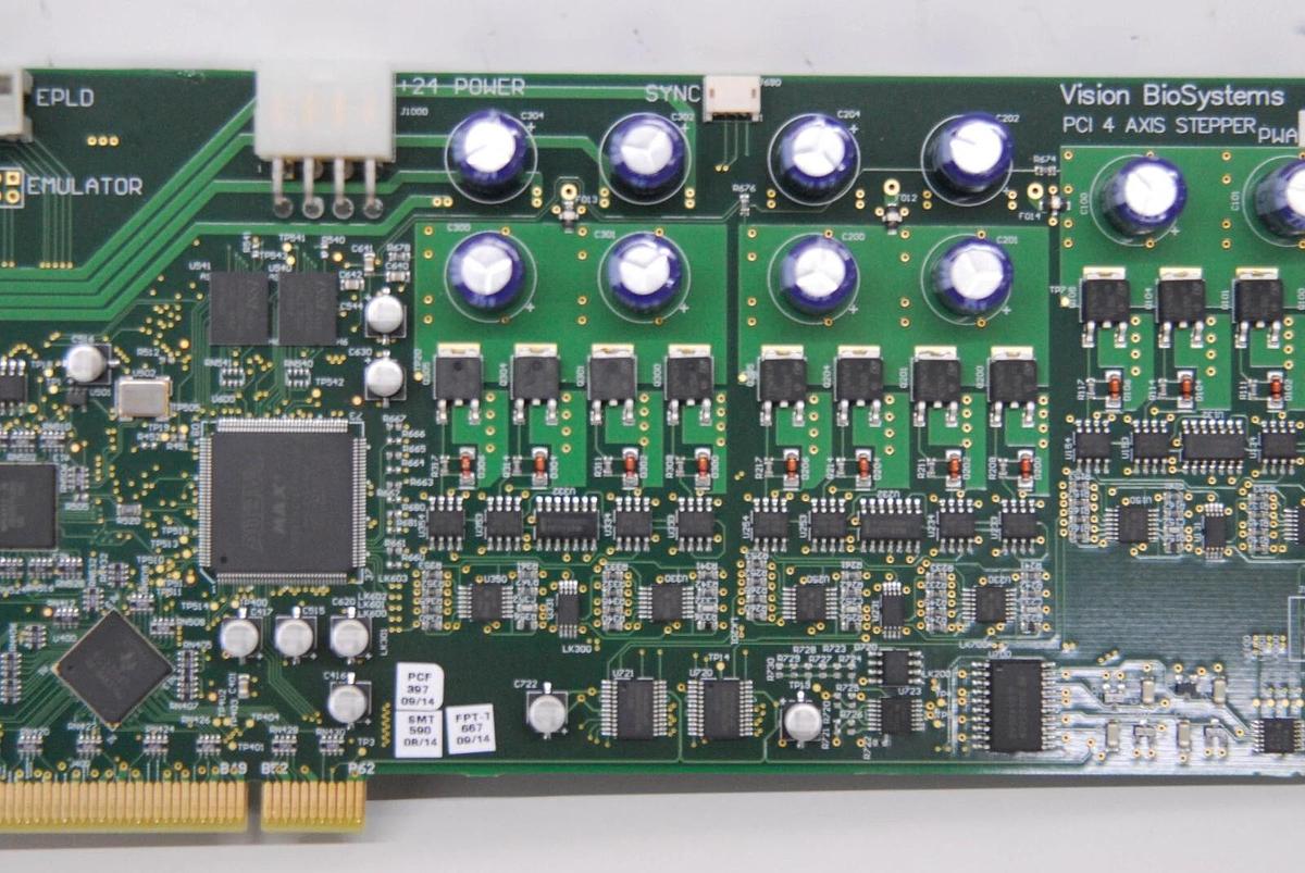 Used Vision BioSystems PCI 4 Axis Stepper Control Card 37.5501.110 W/ Attached Cables