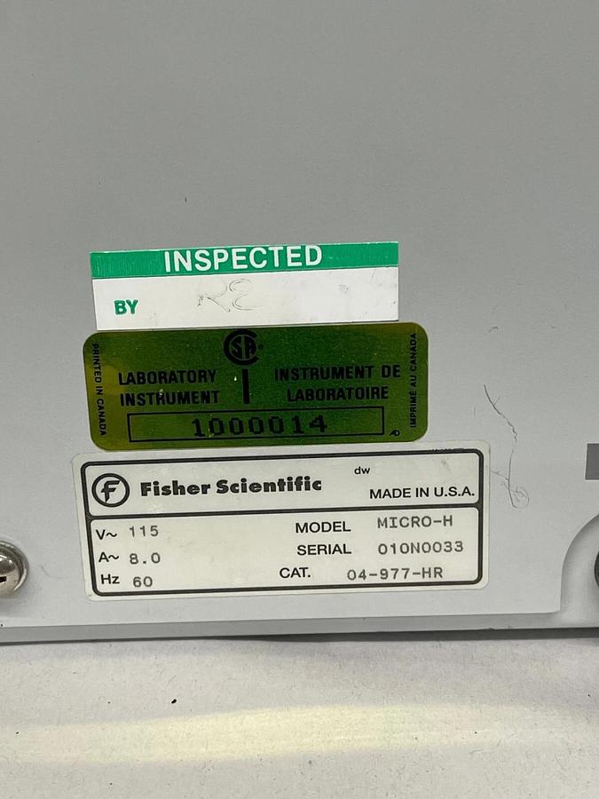 Used Fisher Scientific Micro-H Marathon Micro H Centrifuge