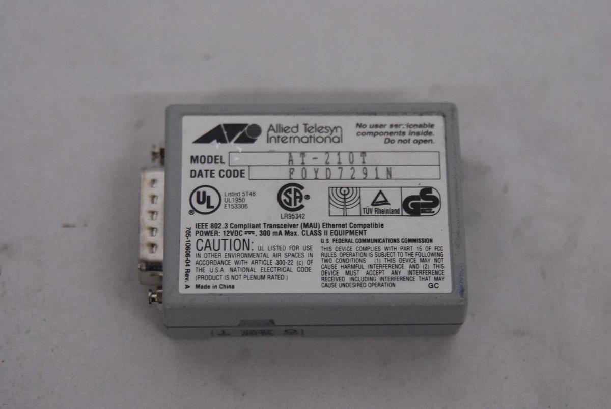 Used ATI AT-210T CentreCOM 210T Twisted Pair Transceiver IEEE 802.3, 10 BASE T (MAU)