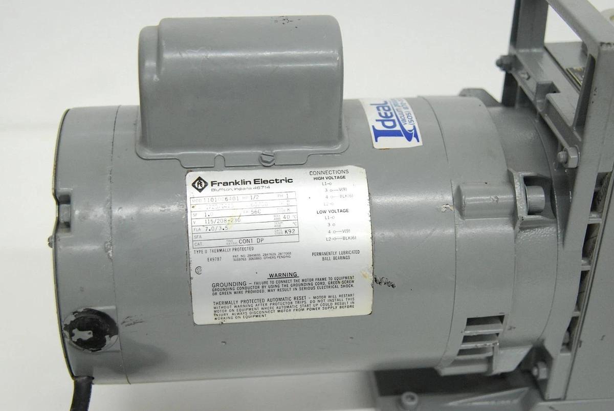 Used Alcatel 2008A Dual-Stage Rotary Vane Vacuum Pump W/ Oil Mist Filter EMF10