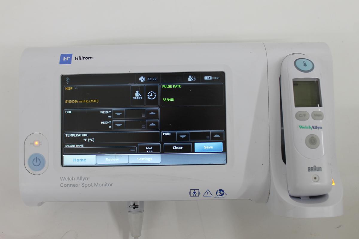 Used Welch Allyn Connex Spot Monitor #901058 w/ Temp Unit and Power Supply