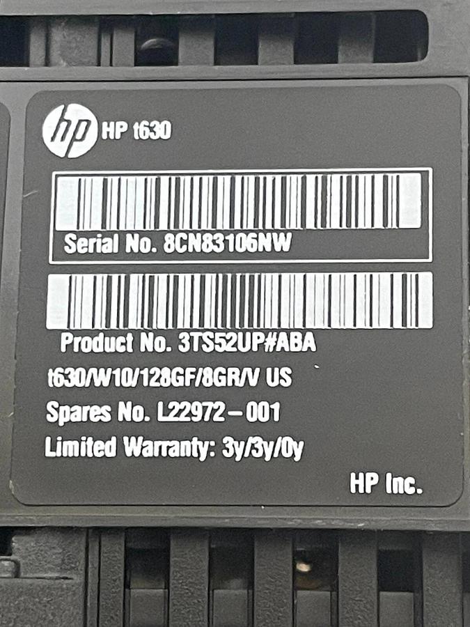 Used HP T630 Thin Client | AMD GX-420GI, 8GB RAM | No HDD, No OS