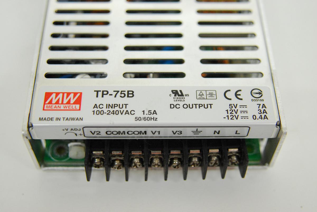 Used Mean Well TP-75B 76W Triple Output Power Supply (5v,12v,-12v)